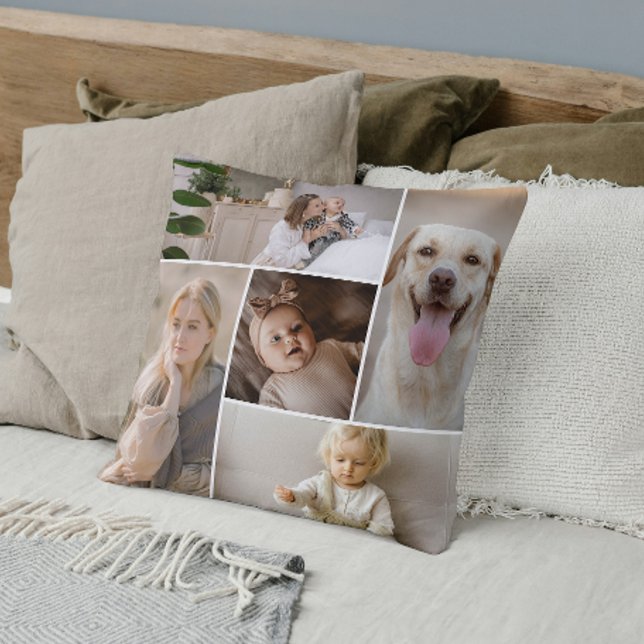 Almofada 10 modelo de colagem de fotos personalizado (10 Photo collage template personalized Throw Pillow by Ricaso. make your own, upload photographs
)