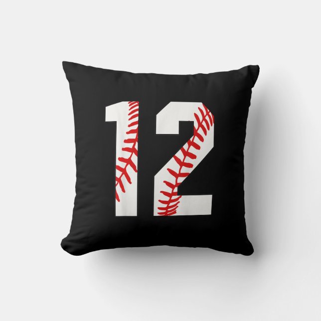 Almofada 12 Birthday Baseball Grande Número Doze (Frente)