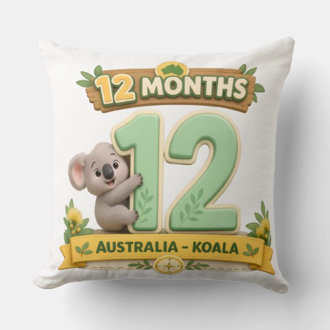 Almofada 12 Meses Bebê Marco Primeiro Aniversário (Frente)