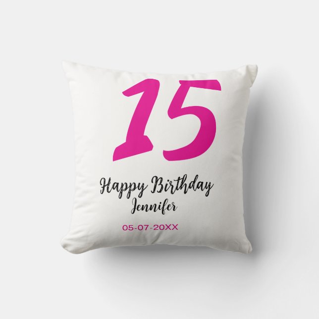 Almofada 15 aniversário quiencenera adicionar data ano mode (Frente)