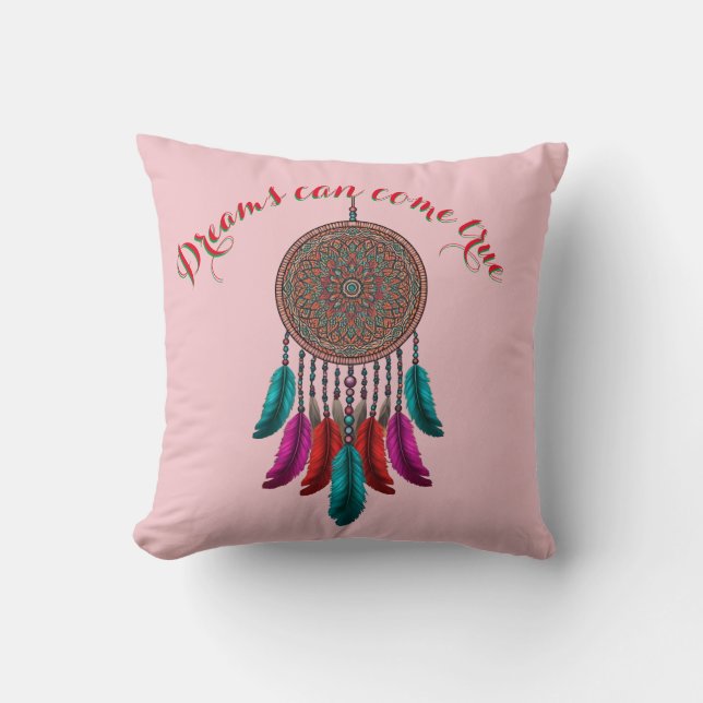 Almofada 16" x 16""Sonho Boho"  apanhador de sonho (Frente)