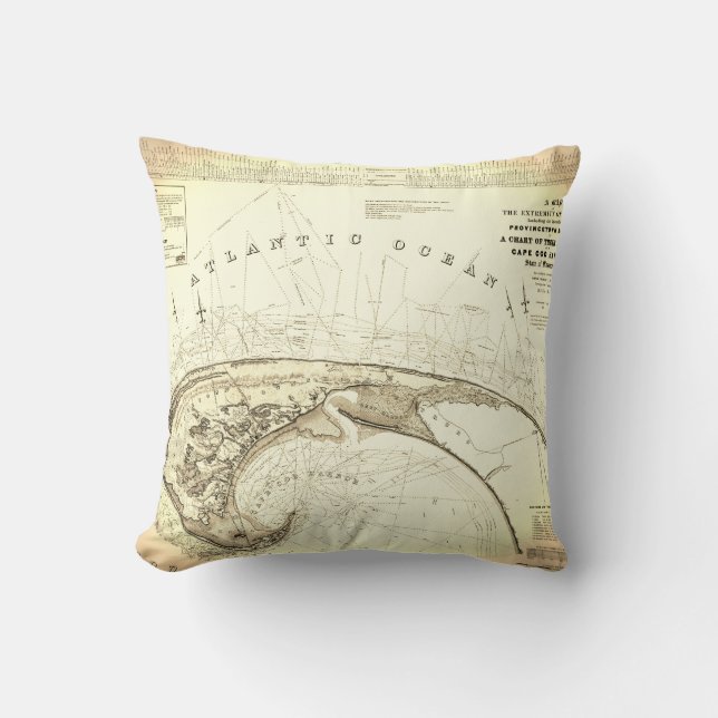 Almofada (1833) mapas velho de Provincetown Truro (Frente)