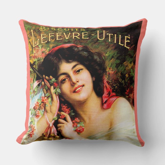 Almofada 1909 Senhora bonito Biscuits Lefevre-Utile (Frente)