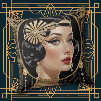 Almofada 1920s Cocktail Elegance Flapper Girl Throw Pillow