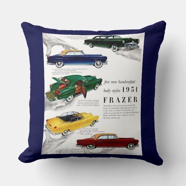 Almofada 1951 Frazer automobile and impressão (Frente)