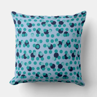Almofada 1960s-70s Pop Geometric Mid-Century Teal Bubbles
