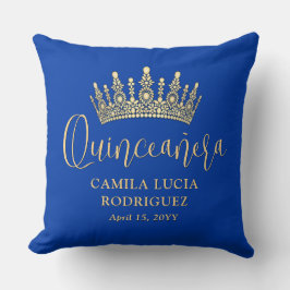 Almofada 1 Photo Quinceañera Crown Royal Blue Keepsake
