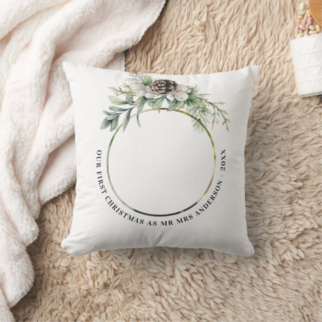 Almofada 1rua de natal recém-casados foto verde branco (Cobertor)