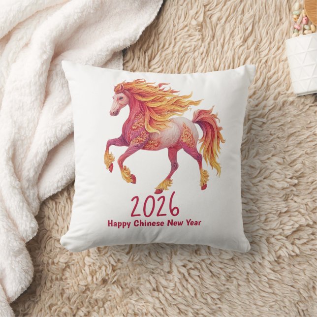 Almofada 2026 Fiery Horse – Happy Chinese New Year (Cobertor)