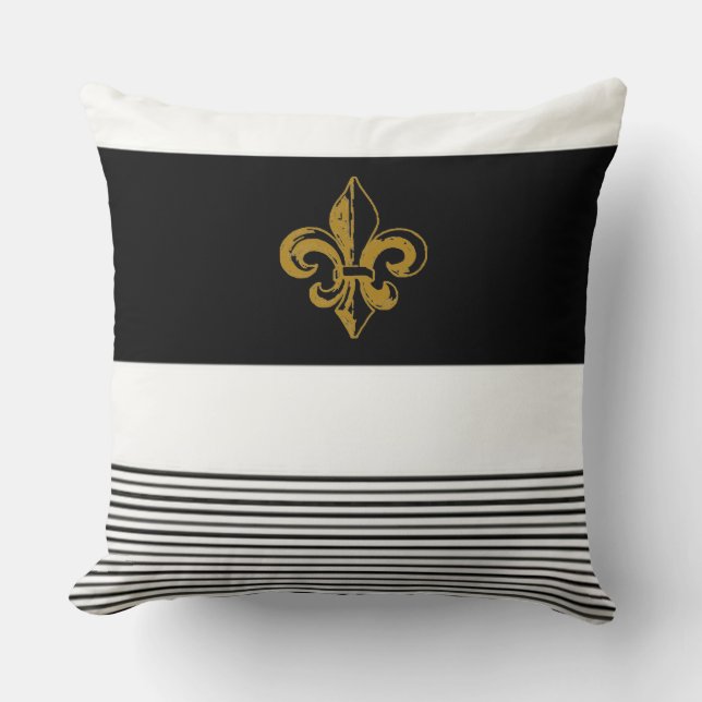 ALMOFADA 20 X 20 PRETA E BRANCA FLEUR DE LIS (Frente)