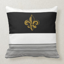 ALMOFADA 20 X 20 PRETA E BRANCA FLEUR DE LIS