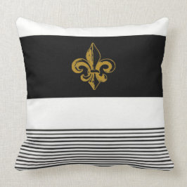 ALMOFADA 20 X 20 PRETA E BRANCA FLEUR DE LIS