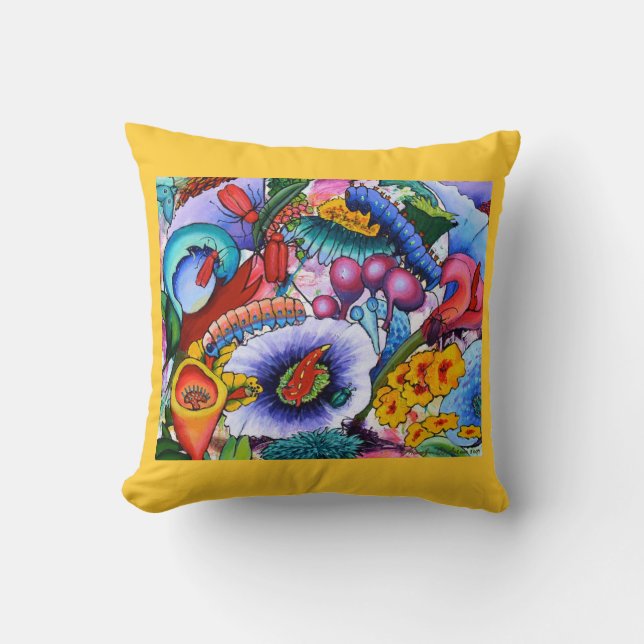 Almofada 2240 criaturas em nosso coxim do jardim - açafrão (Frente)