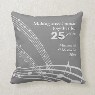 Almofada 25 SILVER Wedding Moderno NOTAS MÚSICAS