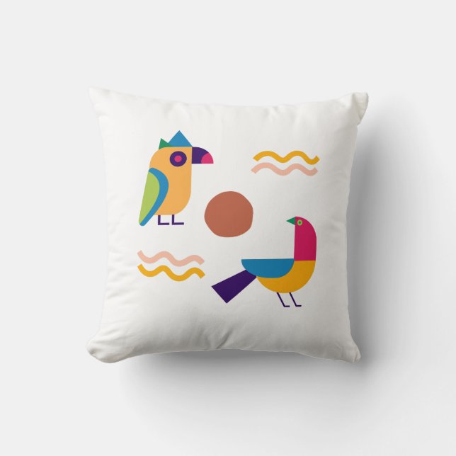 Almofada 2 abstrato, mas belas aves parecem (Frente)