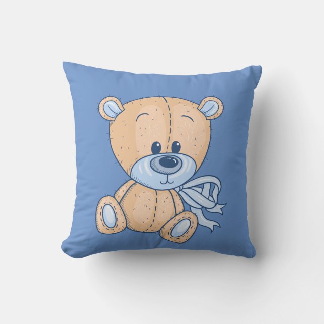 Almofada 2 Em 1 Bebê Travesseiro decorativo De Urso Azul (Frente)