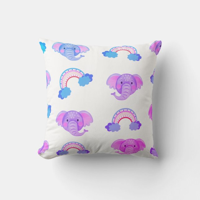 Almofada 2 Em 1 Travesseiro decorativo Rainbows & Elephant  (Frente)