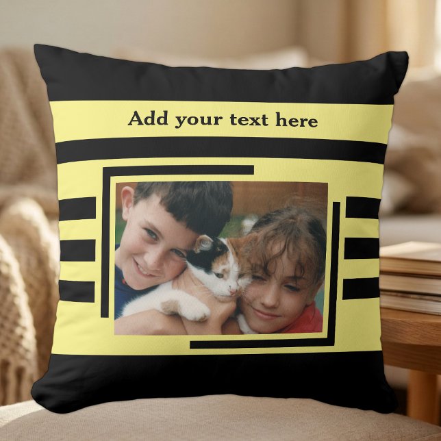 Almofada 2 foto adicionar texto preto amarelo (Criador carregado)