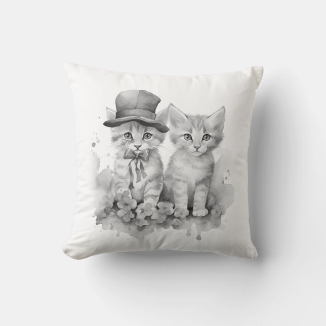 Almofada 2 Gatinhos pretos e brancos (Frente)