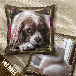 Almofada 2 Pet Photo Keepsasasaac, Frame de Vintage Dourado