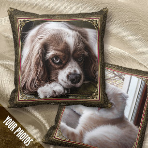 Almofada 2 Pet Photo Keepsasasaac, Frame de Vintage Dourado