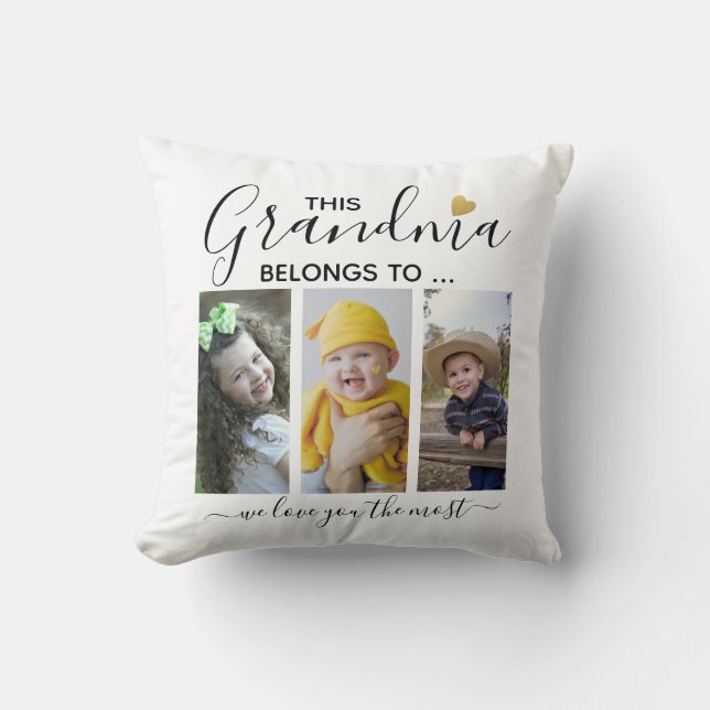 Almofada 3 Netos De Colagem De Fotografias A Que Esta Vovó  (Frente)