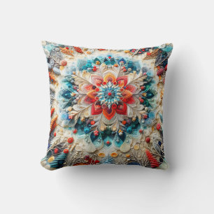 Almofada 3D Bordado Olhe Winter Mandala Kaleidoscope