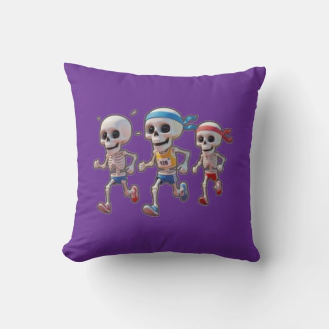 Almofada “3D Cartoon Skeleton Race • Funny Running Skeleton (Frente)