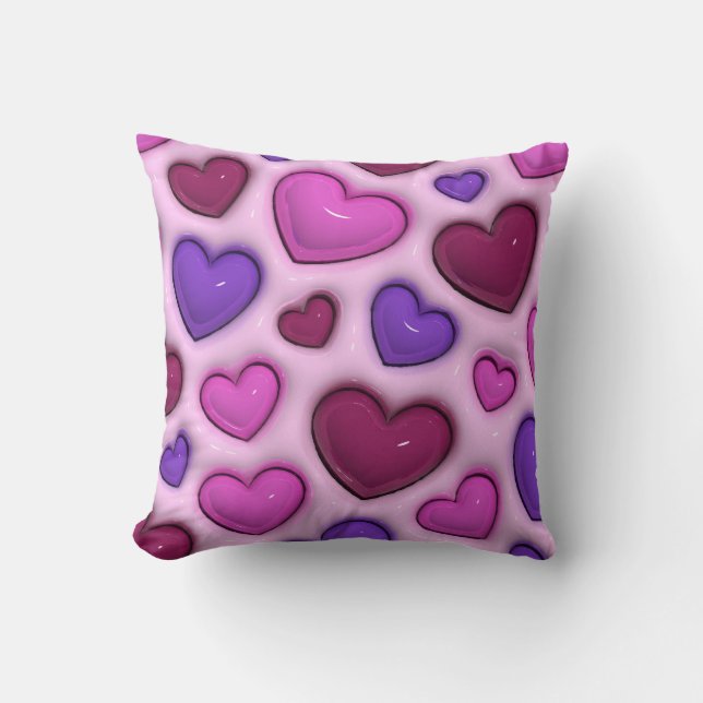Almofada 3D Heart Pattern - Pink Romantic Home Decor (Frente)