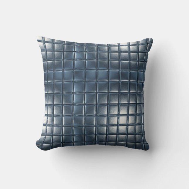 Almofada 3D Metallic Blue-Gray Tile Pattern with Highlights (Frente)