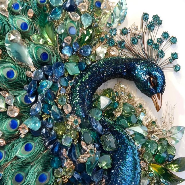 Almofada 3D Peacock Cushion with Rubies, Emeralds,  (
This is my original design, featuring a majestic peacock adorned with rubies, )