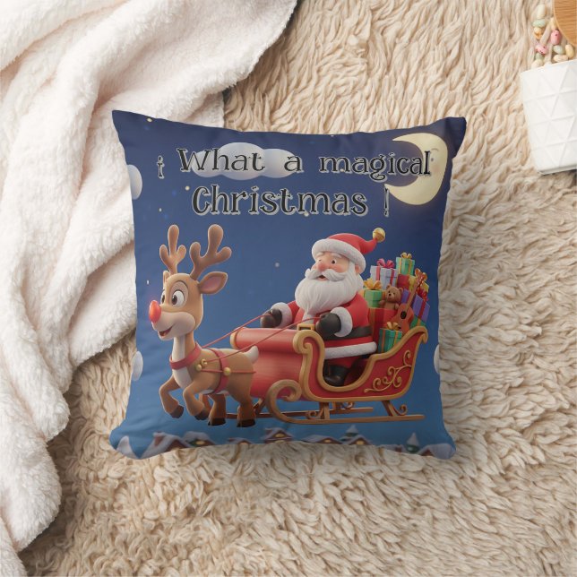 Almofada 3D Style Christmas Night Sleigh Pillow (Cobertor)