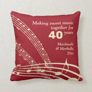 Almofada 40º Casamento RUBY  Moderno  NOTAS DE MÚSICA