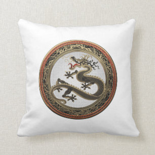 Almofada [400] Dragão Oriental Dourado e negro