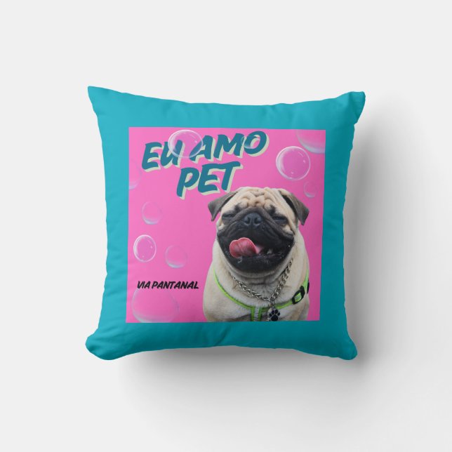 Almofada 40,6 cm x 40,6 cm Pet Azul Claro (Frente)