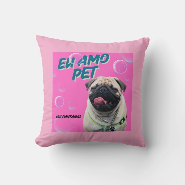 Almofada 40,6 cm x 40,6 cm Pet Rosa (Frente)