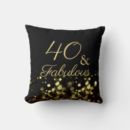Almofada 40 e Fabuloso Aniversário Negro e Dourado