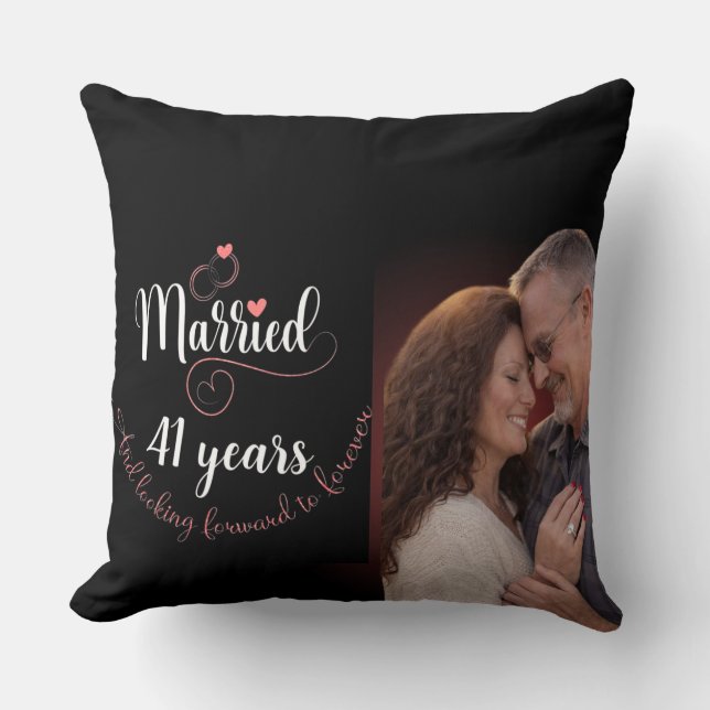 Almofada 41 Years Married Anniversary  RomanticCouple Gift  (Frente)