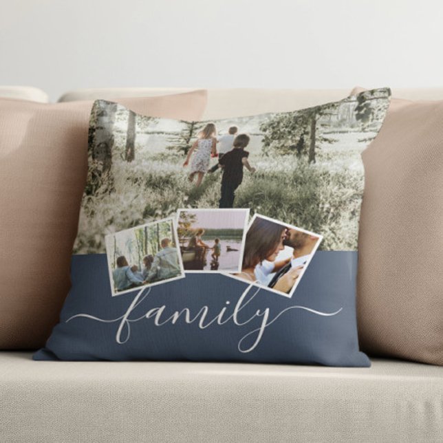 Almofada 4 Família de Colagem de Fotografias Personalizada (4 Photo Collage Family Personalized Throw Pillow by Ricaso. Photo gifts made by you. Easy template)