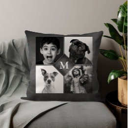 Almofada 4 Famílias Fotos Colagem Quadro Preto