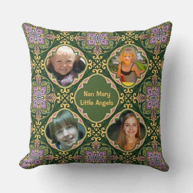 Almofada 4 fotos + texto Azulejos de Oliva e lavanda (Frente)