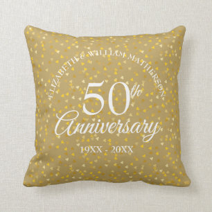 Almofada 50º Aniversário Corações Dourados