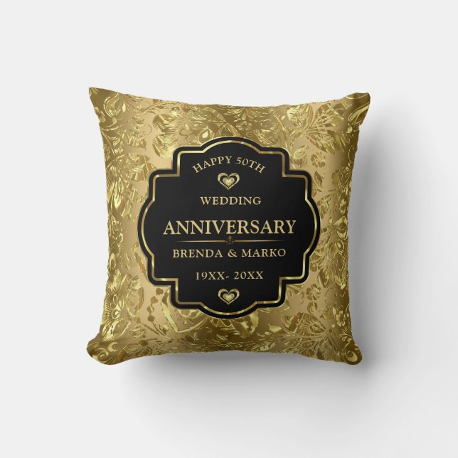 Almofada 50º aniversário de casamento de ouro (Frente)