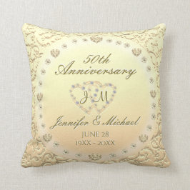 Almofada 50º aniversário de casamento do Ouro