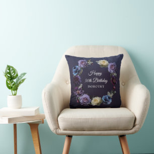 Almofada 50º Aniversário Dotado Personalizado Flor Púrpura