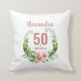 Almofada 50 anos e fabuloso na moda de roteiro rosa-claro