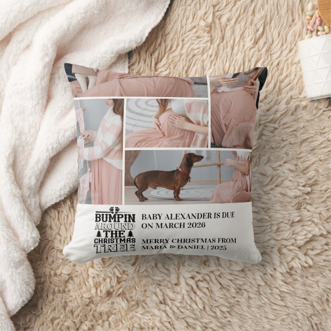 Almofada 5 Photo Christmas Tree Pregnancy Announcement (Cobertor)