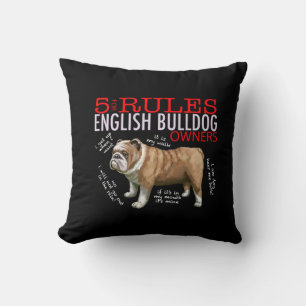 Almofada 5 Regras para o Pai Bulldog do Bulldog em inglês
