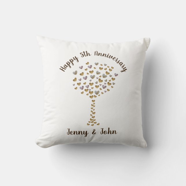 Almofada 5 Wood Casamento Aniversário marido e mulher (Frente)