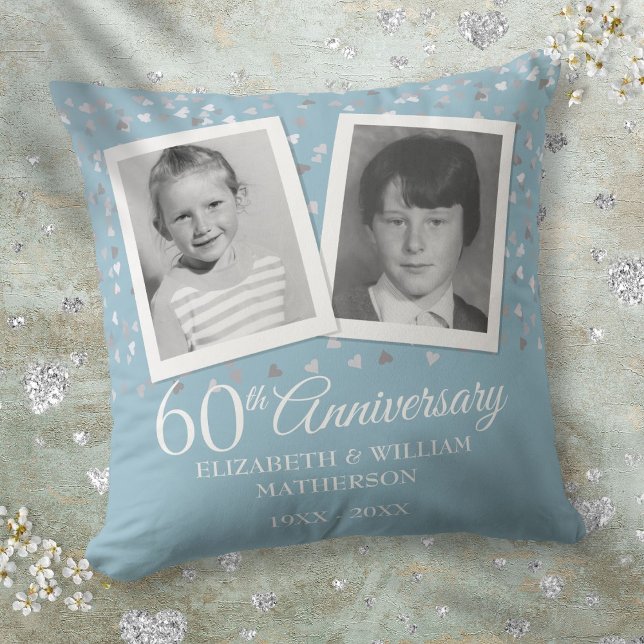 Almofada 60ª Fotos de Criança do Casamento de Diamante (60th Diamond Wedding Anniversary Child Photos Throw Pillow)